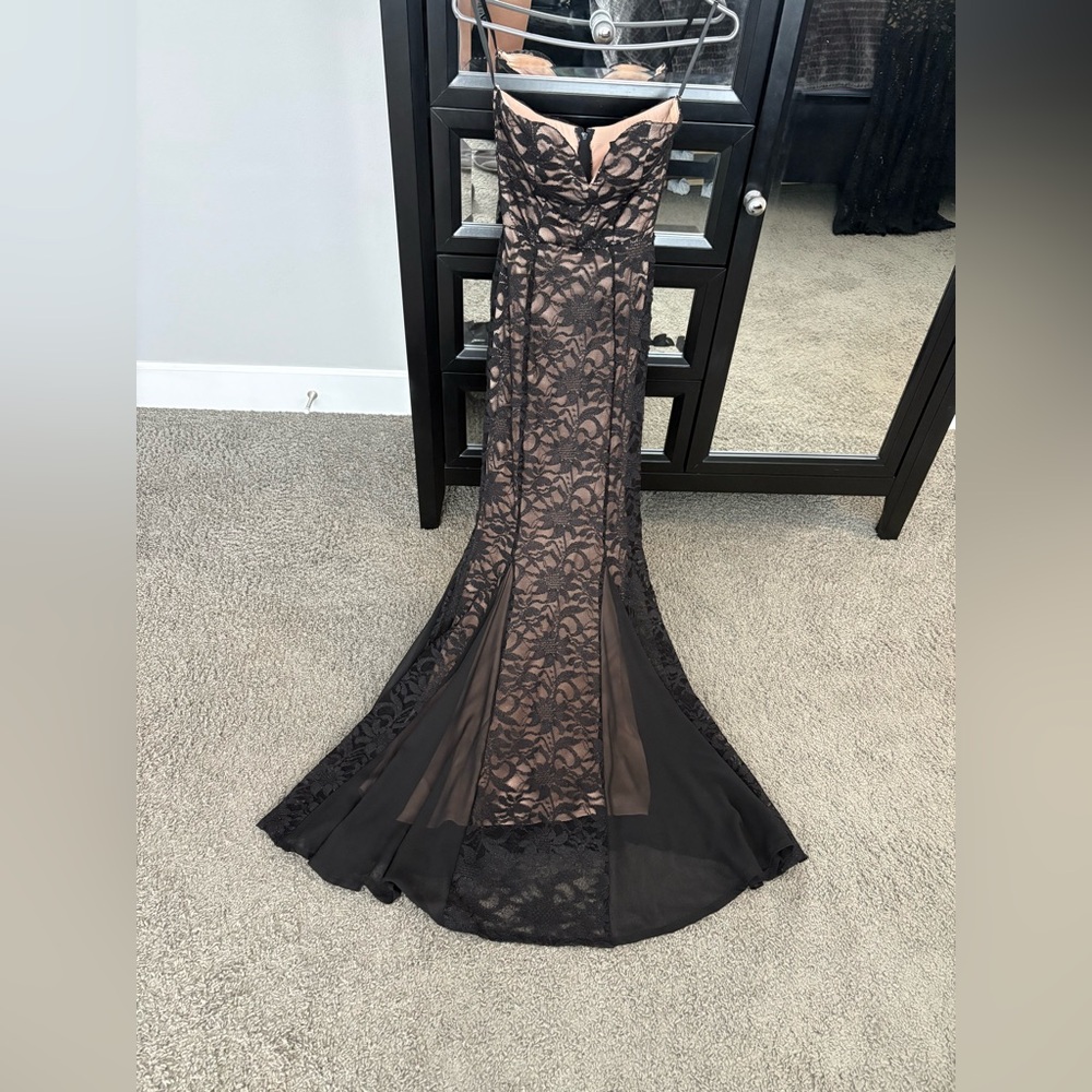 NWT Windsor Strapless Sweetheart Black Tan Lace Evening Gown Prom Gala Dress 3